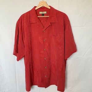TOMMY BAHAMA MEN’S 100% SILK SHIRT~XL~RED